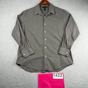 Express Stretch Shirt Gray Check Casual Button Up Long Sleeve Mens XL